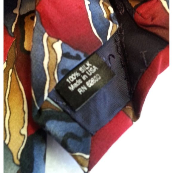 J. Garcia Men's Neck tie Silk abstract red gray brown - Picture 5 of 8